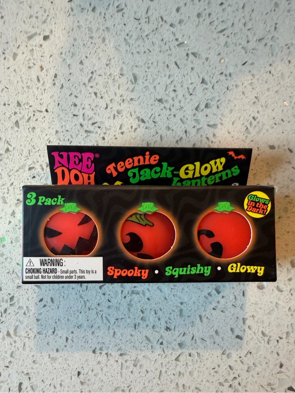 🔥NeeDoh Teenie Jack-Glow Lanterns 3-Pack - Orange Glowy Squishy Pumpkins Rare🔥